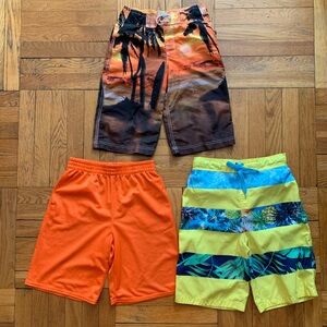 Kids Swim Trunks and Shorts - Bright Orange, Yellow & Blue Tropical